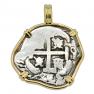 1745 Spanish 2 reales in gold pendant