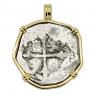 Concepcion shipwreck coin in gold pendant