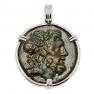 95-70 BC Zeus bronze coin in white gold pendant