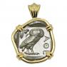 454-404 BC Owl tetradrachm coin in gold pendant