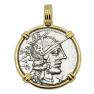 122 BC Roma denarius in gold pendant