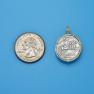 Pendant size next to a Quarter