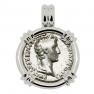 Caesar Augustus coin in white gold pendant