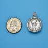 Pendant size next to a Quarter