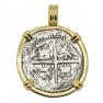 1575-1598 Spanish Peru real in gold pendant