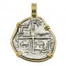 1616-1617 Spanish Peru real in gold pendant