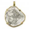 1593 Spanish coin in gold pendant
