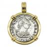 El Cazador treasure coin in gold pendant