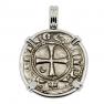 1163-1188 Crusader coin in white gold pendant