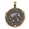 AD 330-336 Roman She-Wolf coin in gold pendant