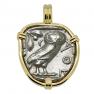 454-404 BC Owl tetradrachm coin in gold pendant