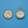 Pendant size next to a Quarter