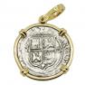 1554-1571 Spanish Mexico coin in gold pendant