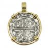 1566-1590 Spanish real in gold pendant