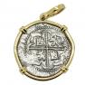 1575-1598 Spanish coin in gold pendant