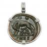 AD 330-336 She-Wolf coin in white gold pendant