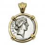 49 BC Salus denarius in gold pendant