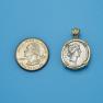 Pendant size next to a Quarter