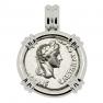 Caesar Augustus coin in white gold pendant