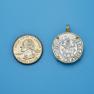 Pendant size next to a Quarter