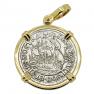 1678 Dutch ship shilling in gold pendant 