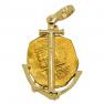 Spanish two escudos in gold anchor pendant