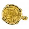 Spanish two escudos 18k gold pendant