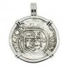 1554-1571 Spanish Mexico coin in white gold pendant