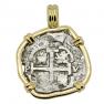 1683 Spanish one real in gold pendant