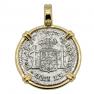 El Cazador treasure coin in gold pendant
