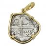 Concepcion shipwreck coin in gold pendant