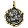 359-336 BC Philip II Apollo coin in gold pendant