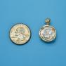 Pendant size next to a Quarter