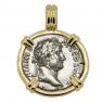AD 133-135 Hadrian denarius in gold pendant