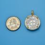 Pendant size next to a Quarter