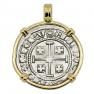 1285-1324 Crusader cross coin in gold pendant