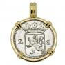1724 Akerendam shipwreck 2 stuivers in gold pendant