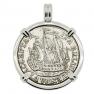 1773 Dutch ship shilling in white gold pendant 