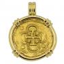 1566-1590 Spanish doubloon in gold pendant