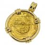 Spanish two escudos in gold pendant