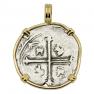 1621-1665 Spanish coin in gold pendant