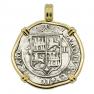 1548-1553 Spanish 2 reales in gold pendant