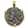 261-240 BC Poseidon tetras coin in gold pendant