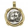 313-280 BC Twins of Istros drachm in gold pendant