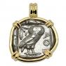 454-404 BC Owl tetradrachm coin in gold pendant