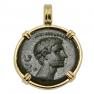 Caesar Augustus bronze coin in gold pendant