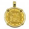 Dutch ducat coin in 18k gold pendant
