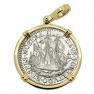 1677 Dutch ship shilling in gold pendant 
