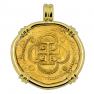 1566-1590 Spanish 4 escudos in 18k gold pendant