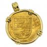 Spanish four escudos in 18k gold pendant